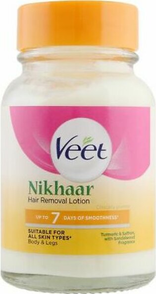 Veet Nikhaar Body & Legs Hair Removal Lotion, All Skin Types, Turmeric, Saffron & Sandalwood, 80g