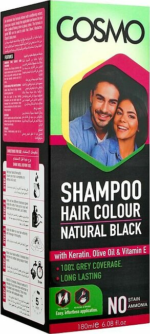 Cosmo Shampoo Hair Color, Natural Black, 180ml