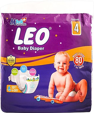 Leo Soft & Dry Baby Diaper No. 4, Maxi/Large, 7 To 18 KG, 80-Pack