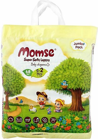 Momse Baby Diapers, S-2 Mni, 4-8 KG, 68-Pack