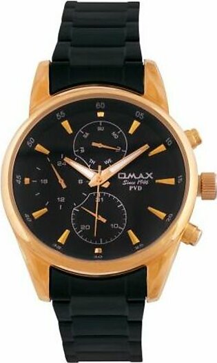 Omax Men's PVD Rust Gold Round Dial With Black Background & Bracelet  Chronograph Watch, FSM007U022