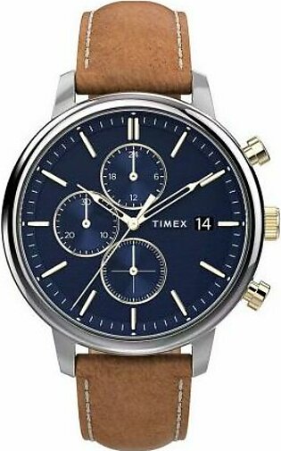 Timex Men's Chrono Leather Strap Watch, TW2T39000