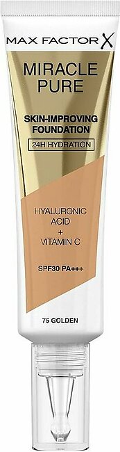 Max Factor Miracle Pure 24H Skin Improving Foundation, 75 Golden