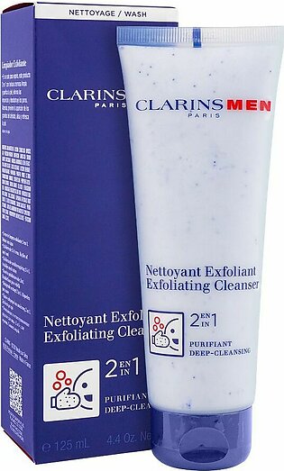 Clarins Paris Men Exfoliating 2-In-1 Cleanser, Purifant Deep Cleanser, 125ml