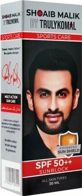 Shoaib Malik By Truly Komal Sports Care SPF 50++ Sunblock, All Skin Types, 30ml