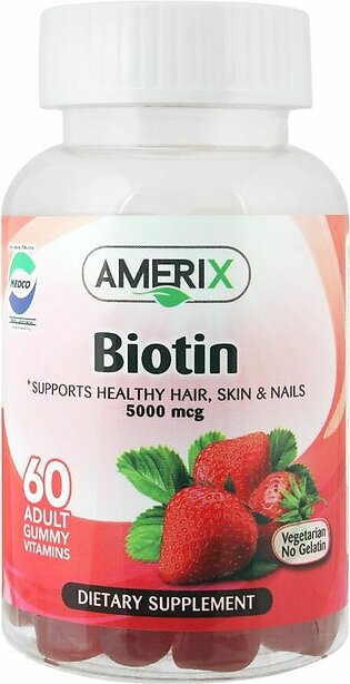 Amerix Biotin, 5000mcg, Dietary Supplement, 60 Adult Gummy Vitamins