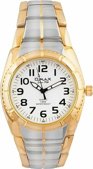 Omax Men's Golden Round Dial With Two-Tone Bracelet Analog Watch, DBA407N083