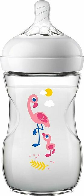Avent Natural Feeding Bottle, 1m+, 260ml/9oz, Flamingo, SCF627/41