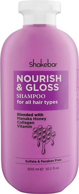 Shakebar Nourish & Gloss Sulfate & Paraben Free Shampoo, All Hair Types, 300ml