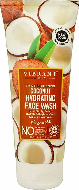 Vibrant Beauty Skin Brightening Coconut Hydrating Face Wash, For All Skin Types, 200ml