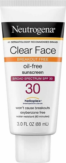 Neutrogena Clear Face Breakout Free Oil-Free Sunscreen SPF-30, 88ml
