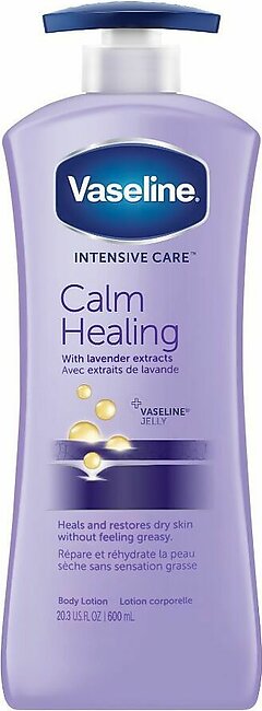 Vaseline Intensive Care Calm Healing With Lavender Extract Body Lotion Pump, For Dry Skin, 600ml