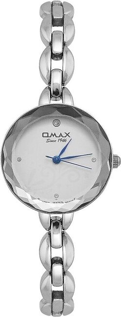 Omax Women's Designed Round Dial With Chrome Chain Analog Watch, JJC004I008
