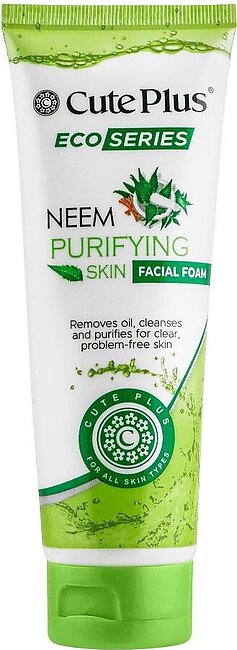 Cute Plus Eco Series Neem Purifying Skin Facial Foam, For All Skin Types, 100ml