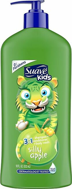 Suave Kids 3-in-1 Silly Apple Shampoo + Conditioner + Body Wash, 532ml