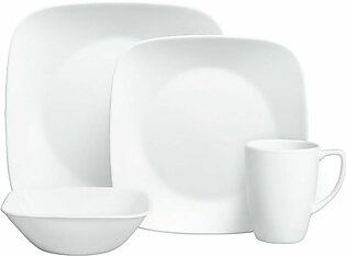 Corelle Square Dinner Set, Pure White, 16 Piece, 1069958
