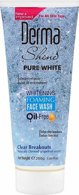 Derma Shine Pure White Whitening Oil Free Foaming Face Wash, 200g