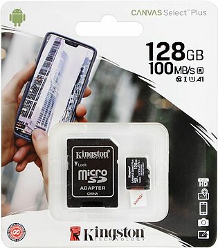 Kingston Canvas Select Plus 128GB Micro SD Card, 100MB/s, SDCS2/128GB