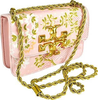 Clutch With Golden Chain, Floral Pink, TR908