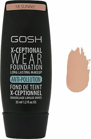 Gosh X-Ceptional Wear Foundation, 18 Sunny, 35ml