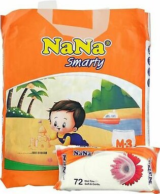 Nana Smarty Baby Diapers, Medium, No. 3, 6-11kg, 66-Pack