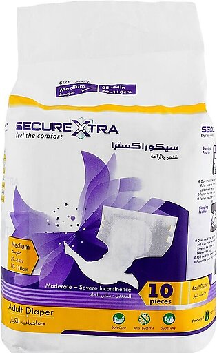 Secure Xtra Adult Diaper 28-44 Inches, Medium, 10-Pack