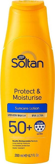 Boots Soltan Protect & Moisturise 50+ Sun Care Lotion, 200ml
