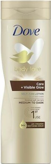 Dove Body Love Care + Visible Glow Self-Tan Lotion, Medium To Dark For All Skin Types, 400ml