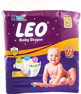 Leo Soft & Dry Baby Diaper No. 5, Junior/XLarge, 11 To 25 KG, 72-Pack