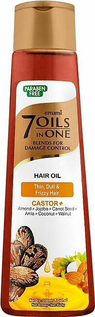 Emami 7 Oils in One Castor Thin, Dull & Frizzy Hair Oil, For Thin, Dull & Frizzy Hair, 200ml