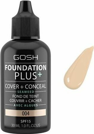 Gosh Foundation Plus, Cover + Conceal, SPF 15, 001 Natural, 30ml