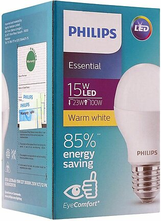 Philips Essential LED Bulb, 15W, E27 Cap, Warm White