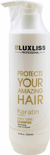 Luxliss Professional Keratin System Daily Care Shampoo, Argan Oil Infused, 500ml