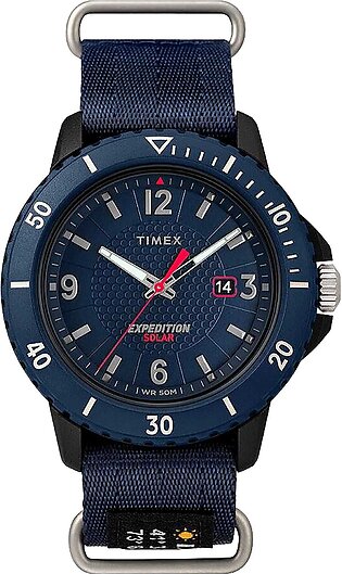 Timex Men's Expedition Solar Navy Blue Round Dial With Strap Chronograph Watch, TW4B14300