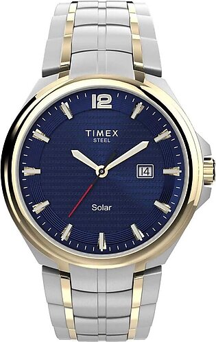 Timex Men's Navy Blue Round Dial With Two Tone Bracelet Analog Watch, TW2V39700