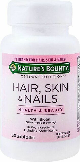 Nature's Bounty Hair Skin & Nails With Biotin, 60 Coated Tablets, Multivitamin Supplement