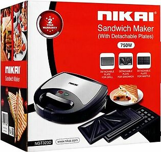 Nikai Sandwich Maker With Detachable Plates, 750W, NGT-323D
