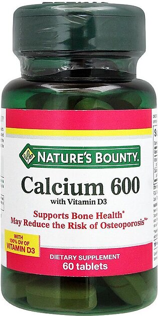 Nature's Bounty Calcium 600 With Vitamin D3, Dietary Supplement, 60 Tablets