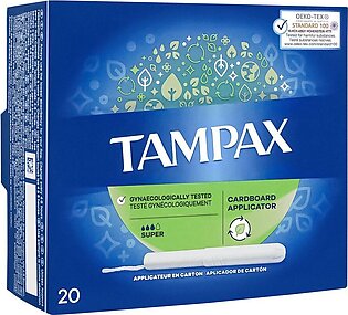 Tampax Cardboard Applicator Super Tampons, 20-Pack
