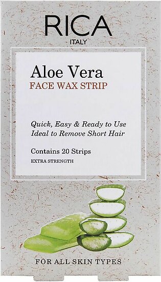 RICA Aloe Vera Cold Face Wax Strip, All Skin Types, 20-Pack