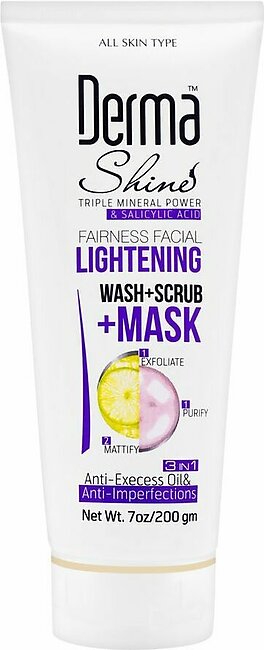 Derma Shine Fairness Facial Lightening Wash + Scrub + Mask, 200g