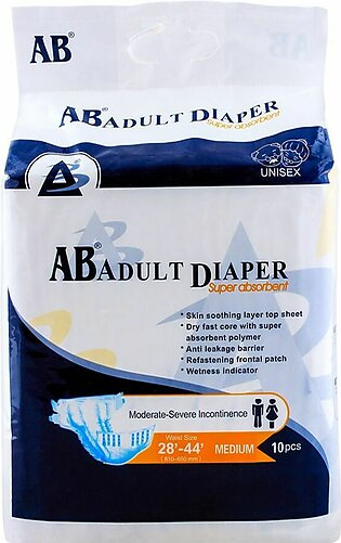 AB Adult Diaper, 28'-44' Waist, Medium, 10-Pack