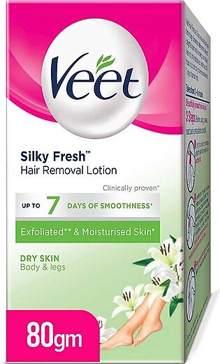 Veet Silky Fresh Hair Removal Lotion, Body & Legs, Dry Skin, 80g