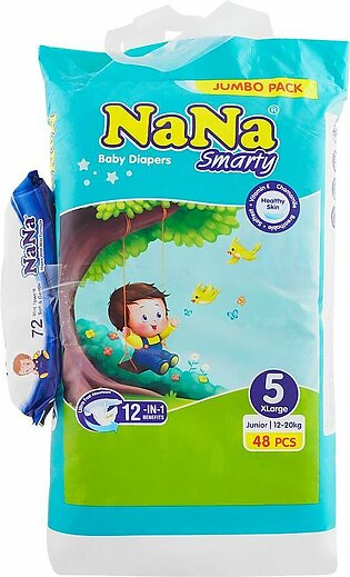 Nana Smarty Baby Diapers Junior, No. 5, XL, 12-20 KG, 48-Pack