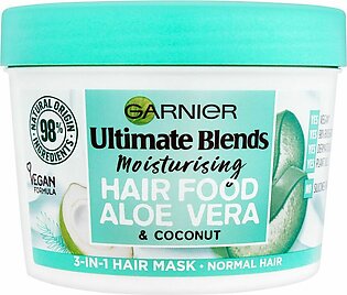 Garnier Ultimate Blends Moisturizing Hair Food, 3-In-1 Hair Mask, Aloe Vera & Coconut, Normal Hair, 390ml