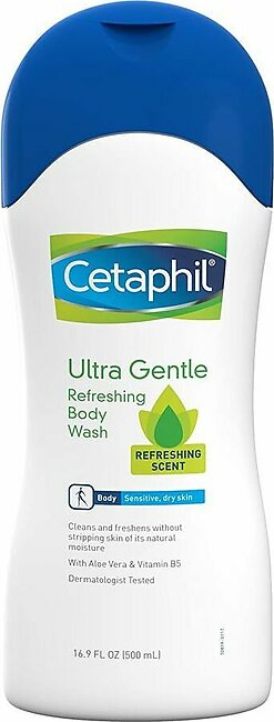 Cetaphil Ultra Gentle Refreshing Scent Body Wash, Sensitive & Dry Skin, 500ml