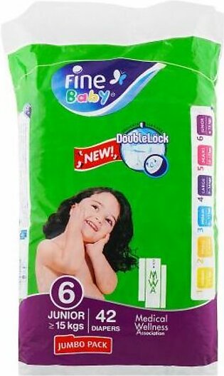 Fine Baby Diapers, No 6, Junior, 15kg Jumbo, 46-Pack