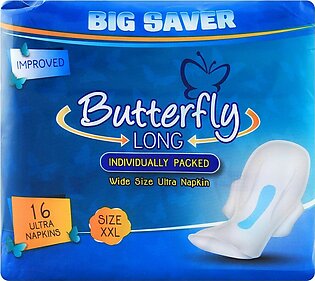 Butterfly Long Wide Size Ultra Napkins XXL 16-Pack