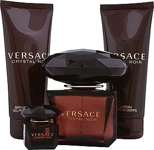 Versace Crystal Noir Perfume Set For Women, EDT 90ml + EDT 5ml + Body Lotion + Shower Gel