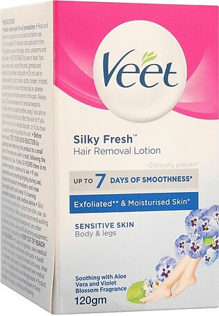 Veet Silky Fresh Sensitive Skin Hair Removal Lotion, Body & Legs, Sensitive Skin, 120g